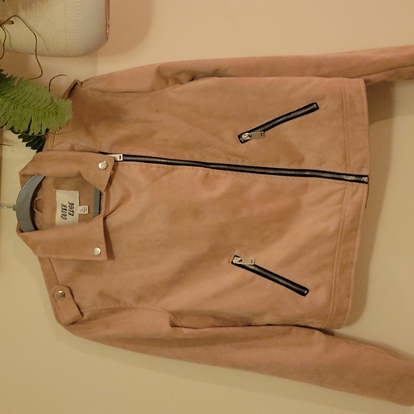 NWT Blush suede look Moto style Jacket L - Picture 7 of 8
